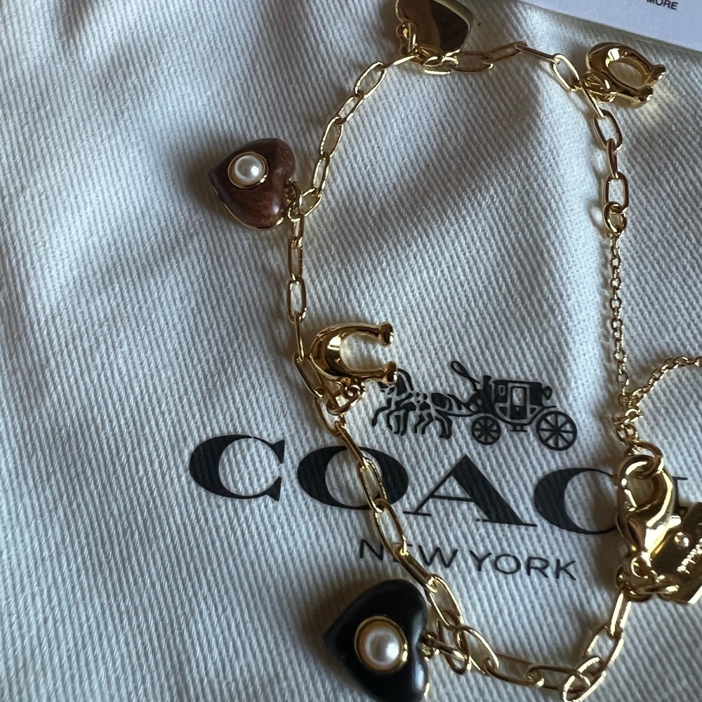 Coach Wooden heart bracelet NEW - Picture 5 of 6